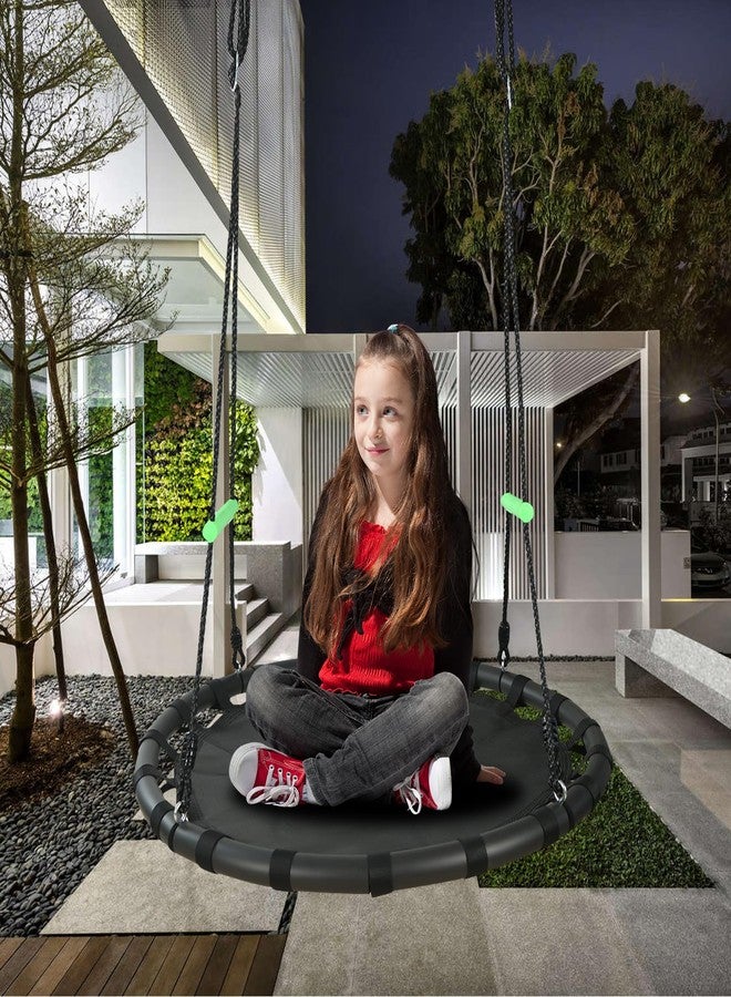 TBMLC 40 inch Diameter Saucer Swing - 1 Inch Diameter&1MM Thick Sturdy Steel Frame with Thick Foam Pipe Cover and Durable PP Mat - Perfect for Outdoor Fun and Relaxation (40 inch Diameter, Black) - Image 5